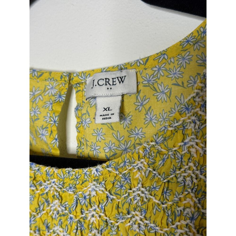 J.Crew Yellow Spring Top Flutter Sleeve Cotton XL Cottagecore - Picture 2 of 6